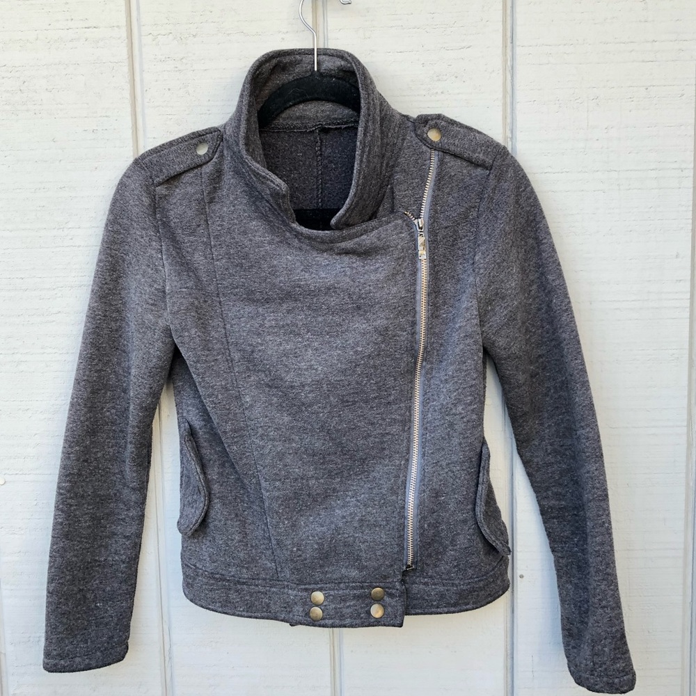 Side Zipper Grey Jacket